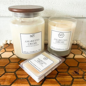 hand poured soy candle amaretto vanilla cherry scented nontoxic wax melts