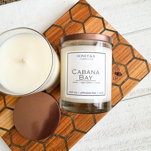 hand poured Cabana Bay scented soy candle 