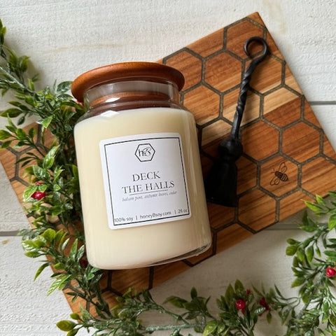 deck the halls Christmas soy candle holiday winter