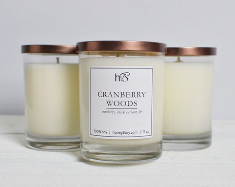 hand poured soy candle cranberry black currant fir scented nontoxic wax melt