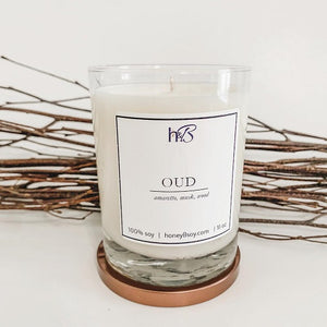 hand poured soy scented candle oud amaretto musk rum wood masculine wax melt