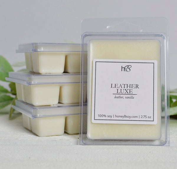 hand poured soy candle leather vanilla scented nontoxic wax melt