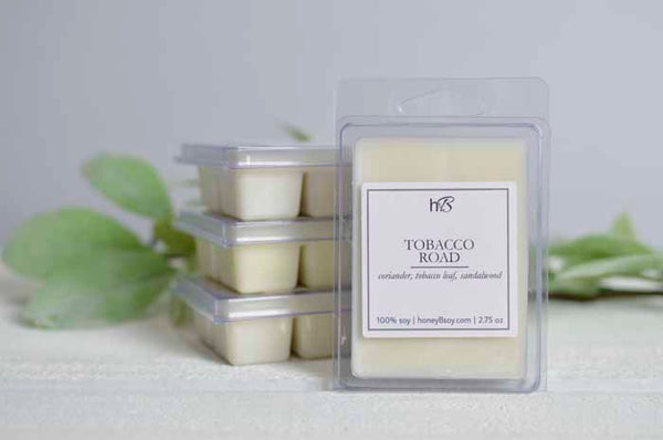 hand poured scented soy candle tobacco vanilla sweet coriander sandalwood wax melts melt